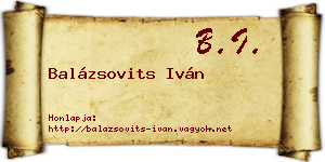 Balázsovits Iván névjegykártya