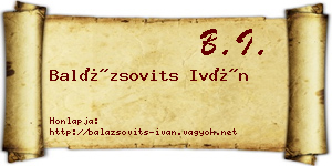 Balázsovits Iván névjegykártya